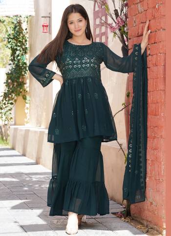 For A Beautiful Look , Grab These Readymade Sharara Suit in All Over Same Colored.These Top And Bottom Are Fabricated On Faux Georgette Pair With Faux Georgette Dupatta.Its Beautified With Designer Work.These Suit Available in All Regular Size.