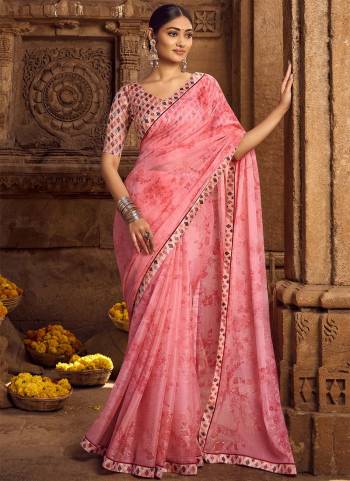 For A Proper Look,Grab These Saree in All Over Pretty Colored.These Saree And Blouse Are Fabricated On Poly Chiffon Come With Designer Printed.