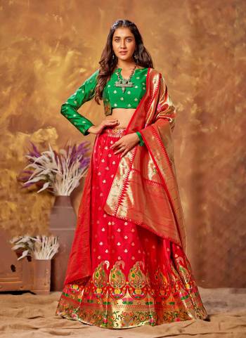 For A Designer Look,Grab These Lehenga in Beautiful Colored Pair With Designer Dupatta And Blouse.These Lehenga is Fabricated On Silk Pair With Silk Blouse And Silk Dupatta.Its Beautified With Heavy Wevon Designer Work.