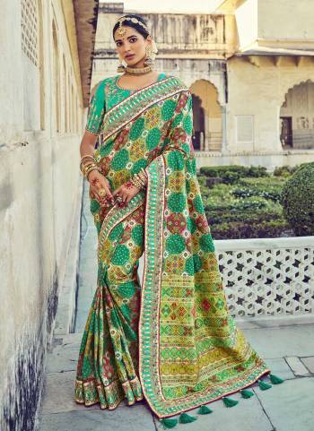 Grab These Heavy Designer Look Saree in Lovely Colored pair With Designer Blouse.These Saree And Blouse Are Fabricated On Silk Based.its Beautified With Wevon Designer And Mirror Embroidery Work.