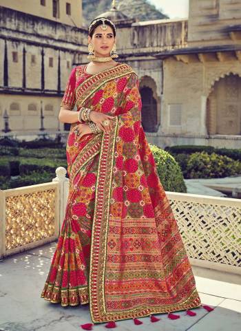 Grab These Heavy Designer Look Saree in Lovely Colored pair With Designer Blouse.These Saree And Blouse Are Fabricated On Silk Based.its Beautified With Wevon Designer And Mirror Embroidery Work.