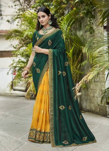 Grab These Designer Saree in All Over Fine Colored.These Saree And Blouse Are Fabricated On Vichitra Silk Based.Its Beautified With Heavy Designer Embroidery Work.