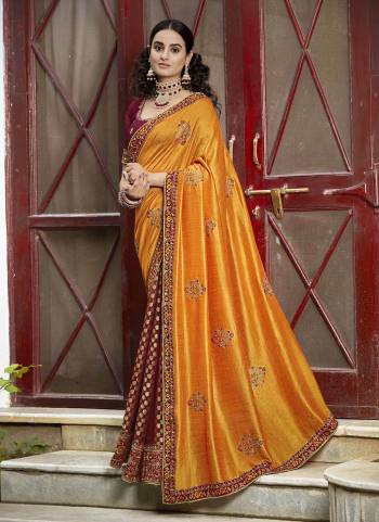 Grab These Designer Saree in All Over Fine Colored.These Saree And Blouse Are Fabricated On Vichitra Silk Based.Its Beautified With Heavy Designer Embroidery Work.