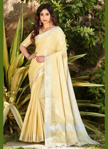 Grab These Beautiful Saree in All Over Fine Colored.These Saree And Blouse Are Fabricated On Tissue Linen Based.Its Beautified With Silver Jari Wevon Temple Designer Work.