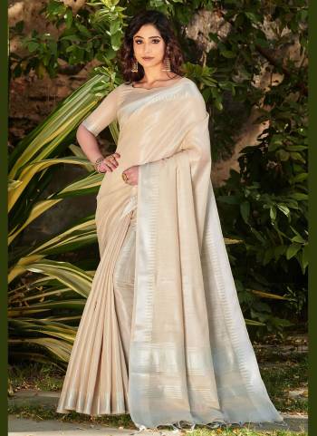 Grab These Beautiful Saree in All Over Fine Colored.These Saree And Blouse Are Fabricated On Tissue Linen Based.Its Beautified With Silver Jari Wevon Temple Designer Work.