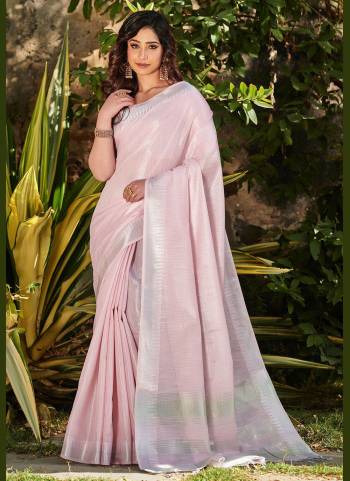 Grab These Beautiful Saree in All Over Fine Colored.These Saree And Blouse Are Fabricated On Tissue Linen Based.Its Beautified With Silver Jari Wevon Temple Designer Work.