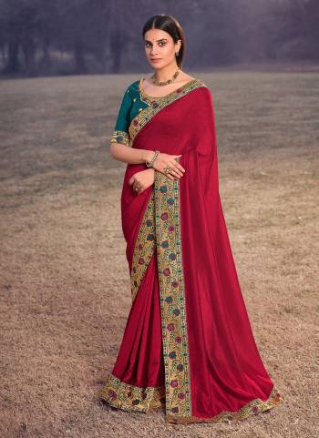 Grab These Beautiful Saree in All Over Fine Colored.These Saree And Blouse Are Fabricated On Vichitra Silk Based.Its Beautified With Designer Work.