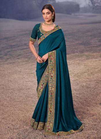 Grab These Beautiful Saree in All Over Fine Colored.These Saree And Blouse Are Fabricated On Vichitra Silk Based.Its Beautified With Designer Work.