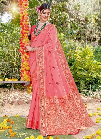 Grab These Saree in Pretty Colored Pair With Blouse These Saree And Blouse Are Fabricated On Cotton Based.Its Beautified With Heavy Wevon Designer Work.