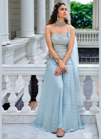 For A Designer Look,Grab These Suit in All Over Beautiful Colored Pair With Sharara Bottom And Designer Dupatta.These Suit And Bottom Are Fabricated On Viscose Georgette Pair With Net Dupatta.Its Beautified With Heavy Designer Embroidery And Diamond Work.