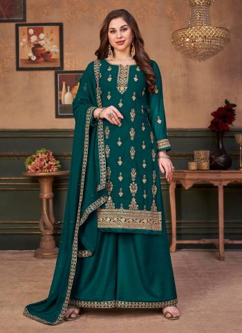 Looking Different Grab These Plazzo Suit in Beautiful Colored Pair With Bottom And Dupatta.These Top is Fabricated on Faux Georgette Pair With Santoon Bottom And Faux Georgette Dupatta.Its Beautified With Heavy Designer Embroidery Work.