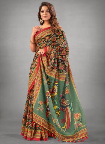 Here Is A Beautiful Royal Looking Saree In Fine Colored.These Saree And Blouse Are Fabricated On Linen Based.Its Beautified With Designer Digital Printed.