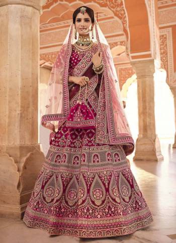 Flaunt Your Rich And Elegant Look Wearing This Designer?Lehenga Choli in All Over Beautiful Colored.These Lehenga And Blouse Are Fabricated On Velvet Pair With Soft Net Blouse.Its Beautified With Heavy Designer Work.