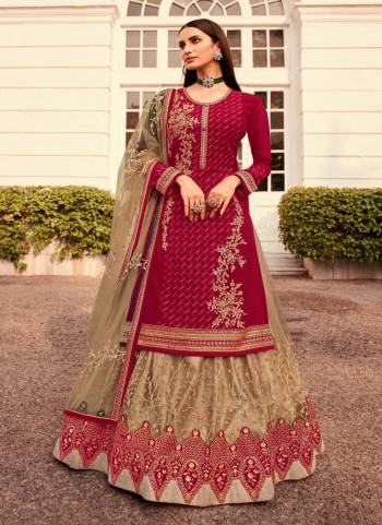 Celebrate This Festive Season Wearing This Suit In All Over Fine Colored.These Top is Fabricated On Faux Georgette Pair With Faux Georgette Bottom And Net Dupatta.Its Beautified With Heavy Designer Embroidery Work.