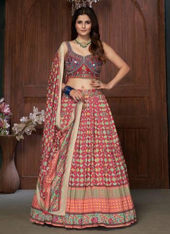 Earn Lots Of Compliments Wearing This Lehenga Choli in Pretty Colored.These Lehenga And Dupatta Are Fabricated On Chinon Based Pair With Silk Blouse.its Beautified With Heavy Designer Work.