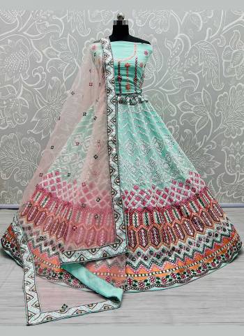 Looking Different,Grab These Lehenga in Beautiful Colored.These Lehenga And Blouse Are Fabricated On Georgette Based.Pair With Soft Net Blouse.Its Beautified With Heavy Designer Work.