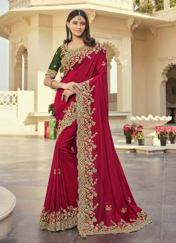 Grab These Designer Saree in Fine Colored Pair With Desiggner Blouse.These Saree And Blouse Are Fabricated On Art Silk.Its Beautified With Heavy Designer Embroidery Work.