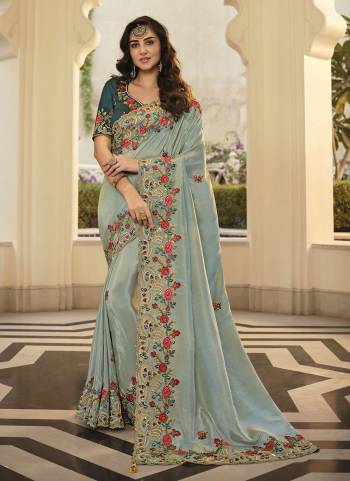 Grab These Designer Saree in Fine Colored Pair With Desiggner Blouse.These Saree And Blouse Are Fabricated On Art Silk.Its Beautified With Heavy Designer Embroidery Work.