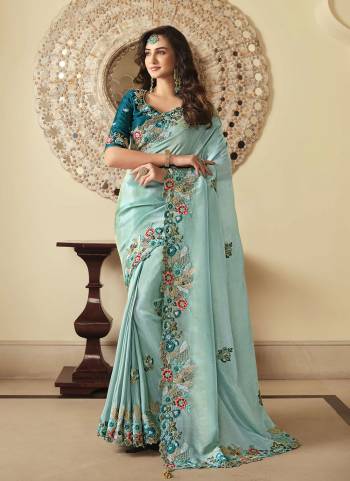 Grab These Designer Saree in Fine Colored Pair With Desiggner Blouse.These Saree And Blouse Are Fabricated On Art Silk.Its Beautified With Heavy Designer Embroidery Work.