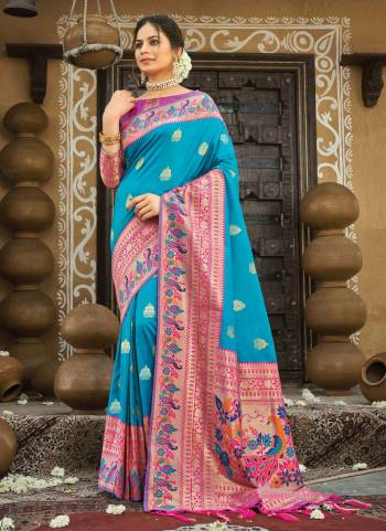 Grab These Beautiful Saree in All Over Fine Colored.These Saree And Blouse Are Fabricated On Paithani Silk.Its Beautified With Heavy Weaving Designer Work.