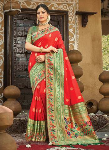 Grab These Beautiful Saree in All Over Fine Colored.These Saree And Blouse Are Fabricated On Paithani Silk.Its Beautified With Heavy Weaving Designer Work.