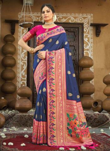 Grab These Beautiful Saree in All Over Fine Colored.These Saree And Blouse Are Fabricated On Paithani Silk.Its Beautified With Heavy Weaving Designer Work.