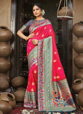 Grab These Beautiful Saree in All Over Fine Colored.These Saree And Blouse Are Fabricated On Paithani Silk.Its Beautified With Heavy Weaving Designer Work.