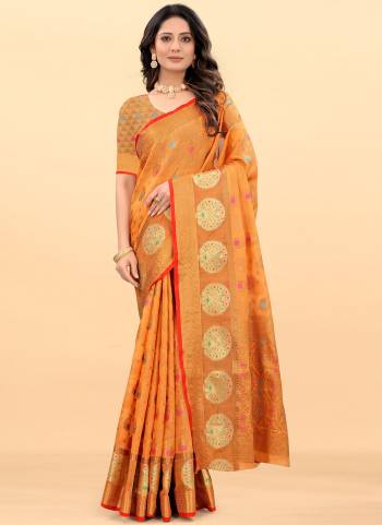 Enhance Your Beauty Wearing This Saree in Fine Colored Pair With Matching Blouse.These Saree And Blouse Are Fabricated On Cotton.Its Beautified Wiith Heavy Wevon Designer Work.