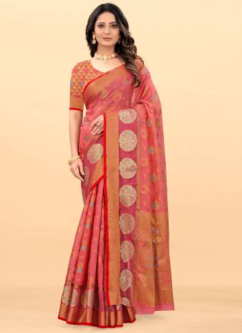 Enhance Your Beauty Wearing This Saree in Fine Colored Pair With Matching Blouse.These Saree And Blouse Are Fabricated On Cotton.Its Beautified Wiith Heavy Wevon Designer Work.