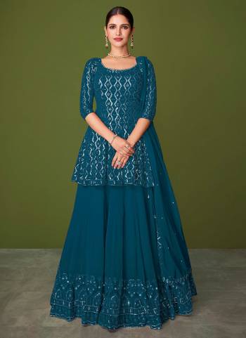 Grab These Designer Semi Stiched Suit in All Over Fine  Colored.These Top And Bottom Are Fabricated On Georgette pair With Georgette Dupatta.Its Beautified With Heavy Designer Work.