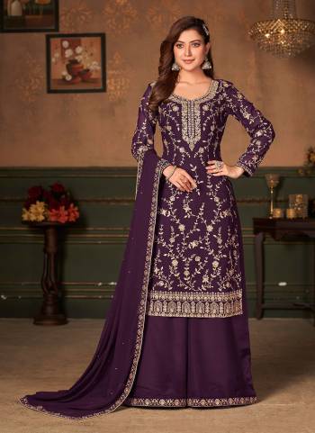 Grab These Beautiful SemiSTiched Plazzo Suit in all Over Fine Colored.These Top And Dupatta Are Fabricated On Faux Georgette Pair With Santoon Bottom.Its Beaitified With Heavy Designer Embroidery Work.