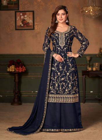 Grab These Beautiful SemiSTiched Plazzo Suit in all Over Fine Colored.These Top And Dupatta Are Fabricated On Faux Georgette Pair With Santoon Bottom.Its Beaitified With Heavy Designer Embroidery Work.