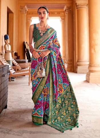 For A Different Look,Grab These Saree In All Over Fine Colored.These Saree And Blouse Are Fabricated On Patola Silk.Its Beautified With Patola Weaving  Designer And  Printed Work.