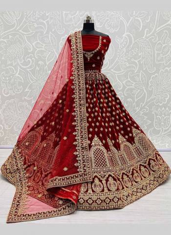 For A Designer Look,Grab These Lehenga Choli in Fine Colored.These Blouse And Lehenga Are Fabricated On Velvet Pair With Soft Net Dupatta.Its Beautified With Heavy Designer Work.