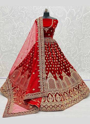 For A Designer Look,Grab These Lehenga Choli in Fine Colored.These Blouse And Lehenga Are Fabricated On Velvet Pair With Soft Net Dupatta.Its Beautified With Heavy Designer Work.