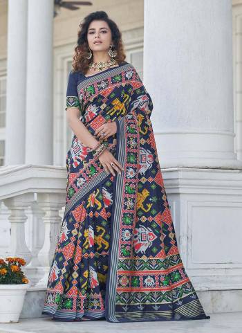 Earn Lots Of Compliments Wearing This Pretty Colored Saree.These Saree And Blouse Are Fabricated On Patola Silk.Its Beautified With Heavy Patola Wevon Designer Work.