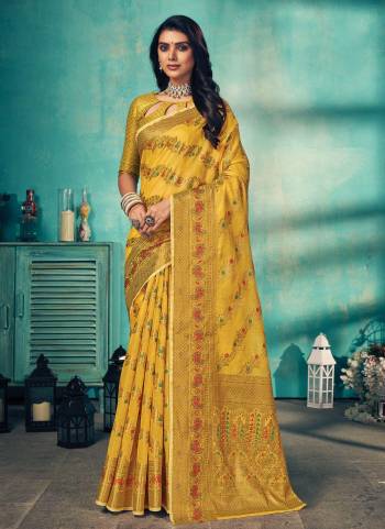 Shine Bright Wearing This Beautiful Colored Saree.These Saree And Blouse Are Fabrucated On Cotton.Its Beautified With Heavy Wevon Designer Work.