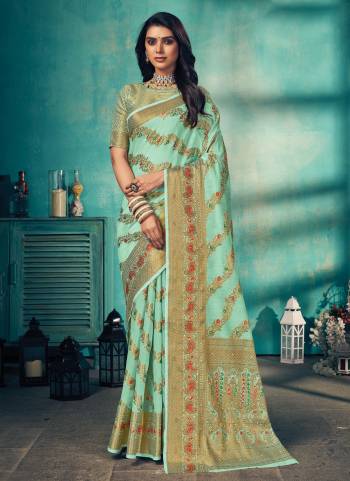 Shine Bright Wearing This Beautiful Colored Saree.These Saree And Blouse Are Fabrucated On Cotton.Its Beautified With Heavy Wevon Designer Work.