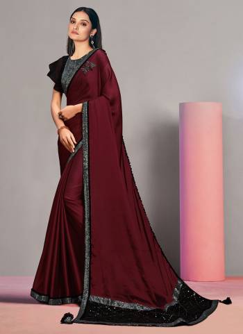 Here Is An Attractive Looking Beautiful Colored Saree.These Saree is Fabricated On Satin Georgette  Pair With Net Blouse.Its Beautified With Designer Work.