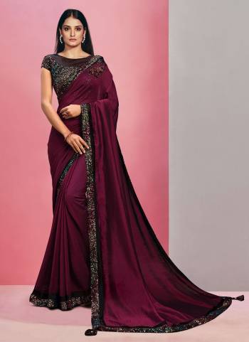 Here Is An Attractive Looking Beautiful Colored Saree.These Saree is Fabricated On Satin Georgette  Pair With Net Blouse.Its Beautified With Designer Work.