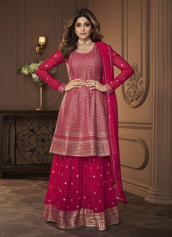 Grab These Beautiful Plazzo Suit in Fine Colored.These Top And Bottom Are Fabricated On Georgette PairWIth Georgette Dupatta.Its Beautified With  Heavy Sequance Embroidery Work.