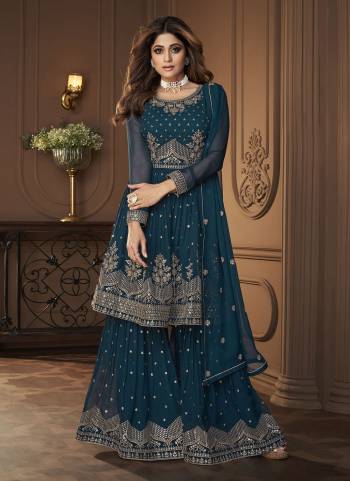 Grab These Beautiful Plazzo Suit in Fine Colored.These Top And Bottom Are Fabricated On Georgette PairWIth Georgette Dupatta.Its Beautified With  Heavy Sequance Embroidery Work.