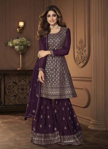 Grab These Beautiful Plazzo Suit in Fine Colored.These Top And Bottom Are Fabricated On Georgette PairWIth Georgette Dupatta.Its Beautified With  Heavy Sequance Embroidery Work.