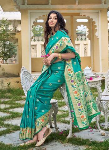 Grab These Saree in Beautiful Colored Pair With Blouse.These Saree And Blouse Are Fabricated On Banarasi Silk.Its Beautified With Heavy Woven Paithani Designer Work.