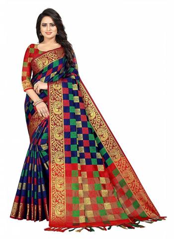 Looking Very Beautiful in These Pretty Colored Saree.These Saree And Blouse Are Fabricated On Cotton Silk.Its Beautified With Weaving Jacquard Designer Work.