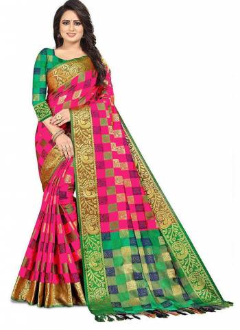 Looking Very Beautiful in These Pretty Colored Saree.These Saree And Blouse Are Fabricated On Cotton Silk.Its Beautified With Weaving Jacquard Designer Work.