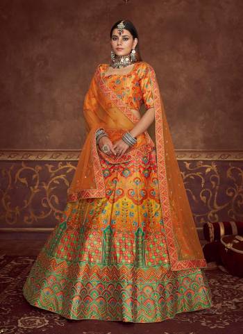 For A Designer Look,Grab These Designer Lehenga in All Over Fine Colored.These Lehenga And Blouse Are Fabricated On Art Silk Pair With Net Dupatta.Its Beautified With Heavy Designer Work.