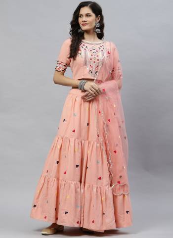 Grab These Designer Lehenga Choli in Beautiful Colored.These Lehenga And Blouse Are Fabricated On Cotton pair With Net Dupatta.Its Beautified With Thread,Sequance Embroidery Work.