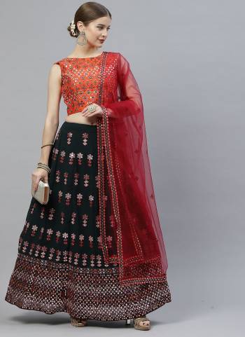 For A Designer Look,Grab These Designer Lehenga in All Over Fine Colored.These Lehenga And Blouse Are Fabricated On Georgette Pair With Net Dupatta.Its Beautified With Thread,Sequance Embroidery Work.