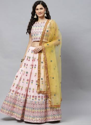 For A Designer Look,Grab These Designer Lehenga in All Over Fine Colored.These Lehenga And Blouse Are Fabricated On Georgette Pair With Net Dupatta.Its Beautified With Thread,Sequance Embroidery Work.